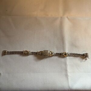 John Mederios Two Tone 2 Strand Locking Bracelet Rhodium Silver And Gold Plated